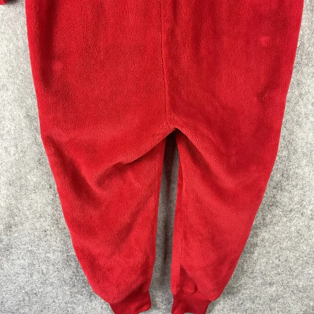 Abercrombie Fitch Kids One Piece Pajama 15/16 Red Hooded Moose‎ Cozy Christmas